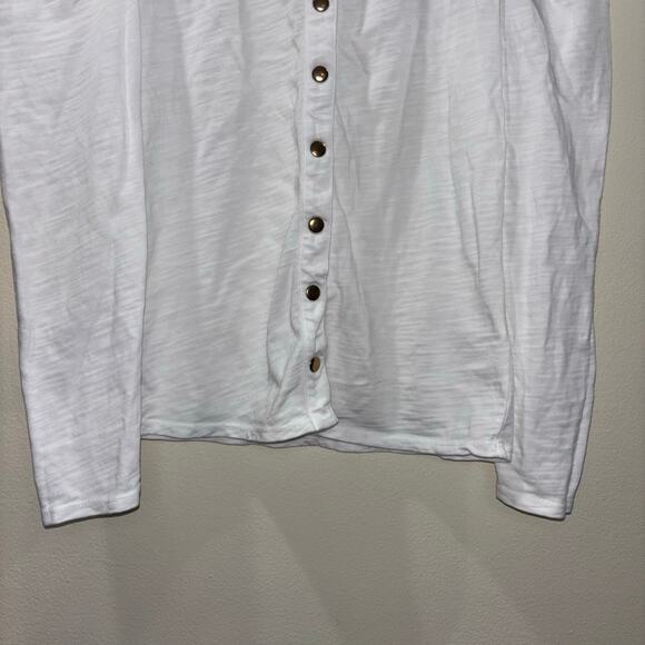 Nation LTD Juniper Femme Collarless Snap Tee Optic White, Sz XS - Picture 10 of 15